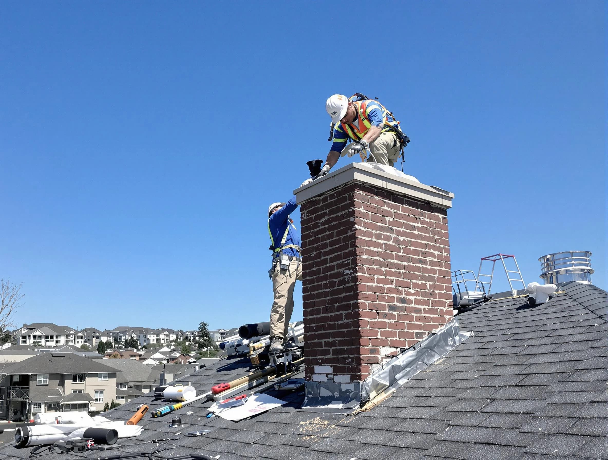 Brigham City Chimney Sweep repairing a chimney crown in Brigham City, UT