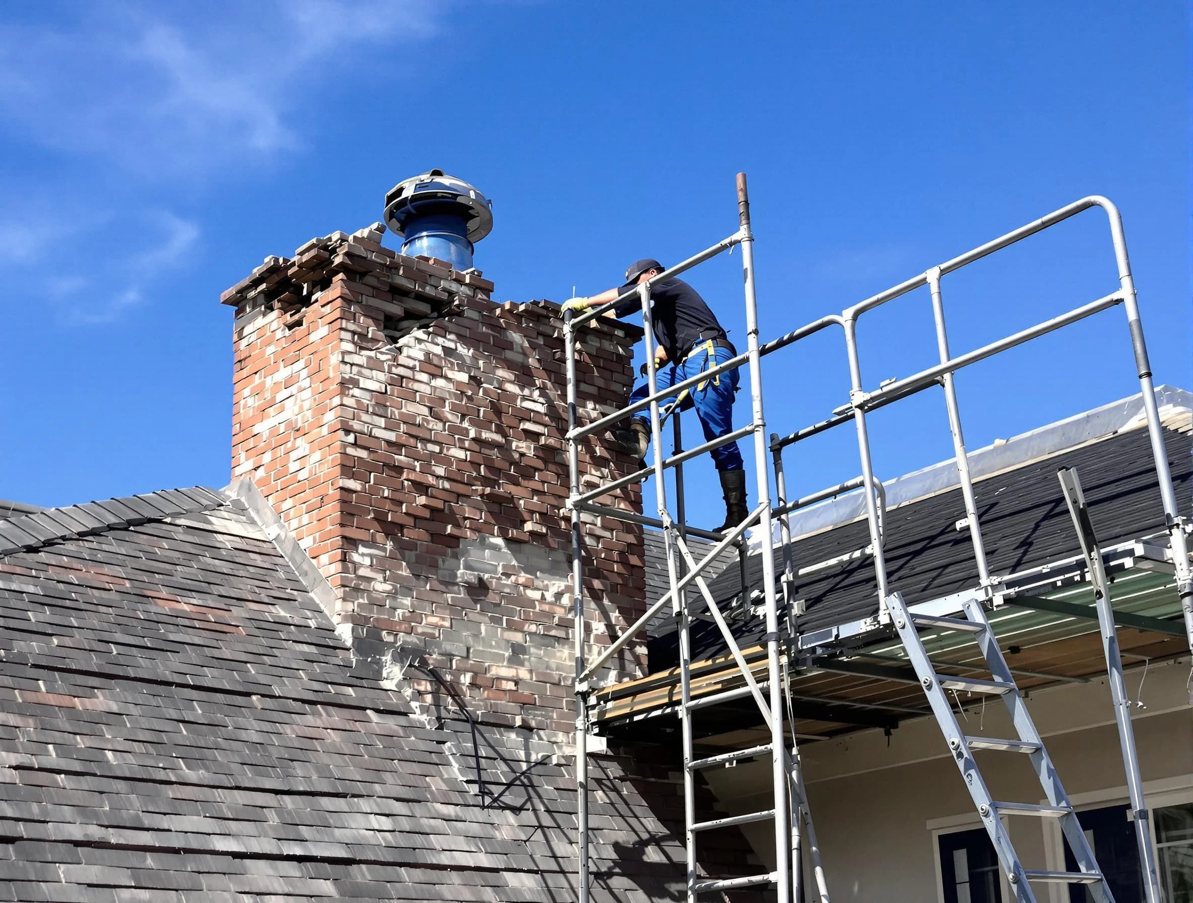 Rebuilding a chimney structure by Brigham City Chimney Sweep in Brigham City, UT