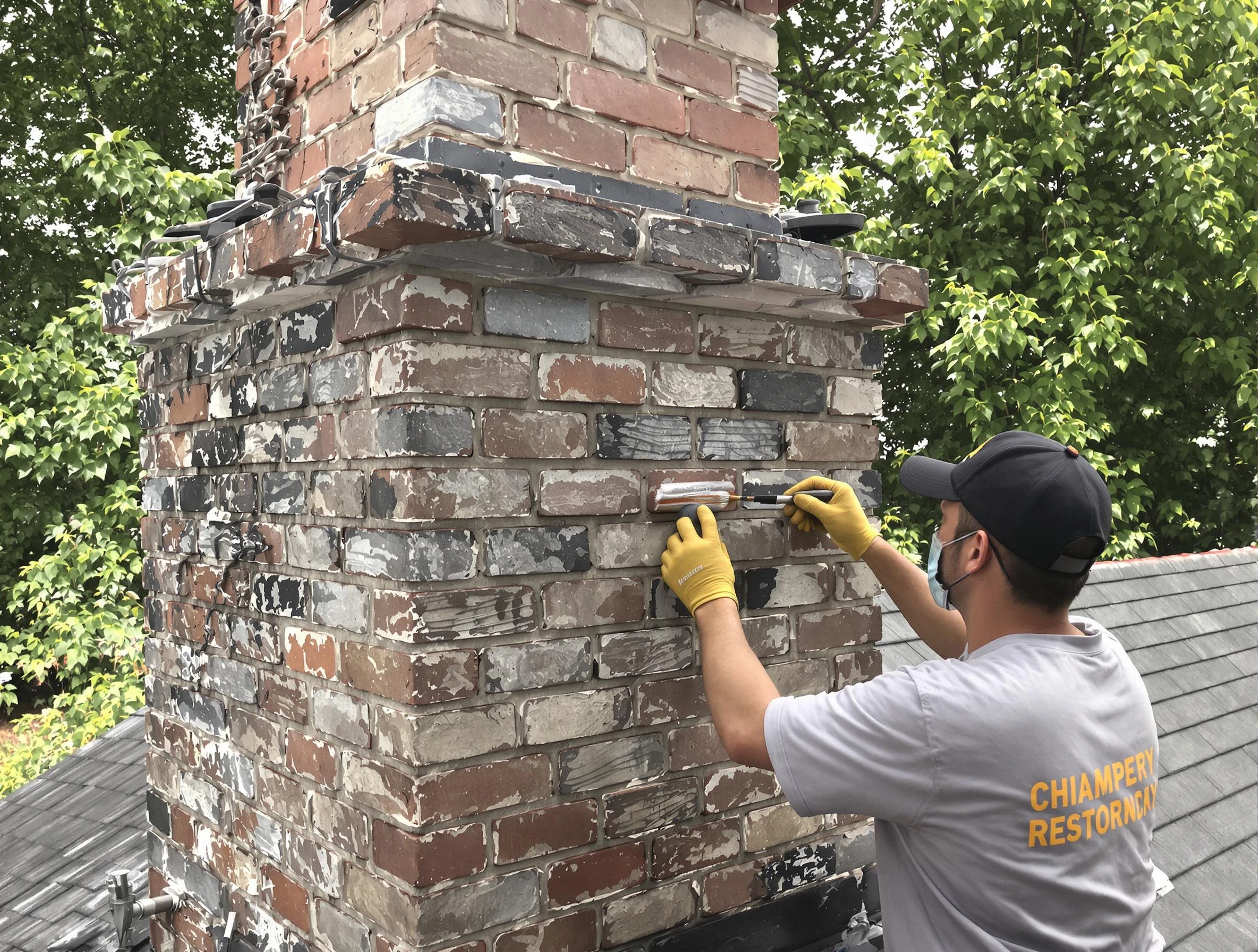In-progress chimney restoration by Brigham City Chimney Sweep in Brigham City, UT